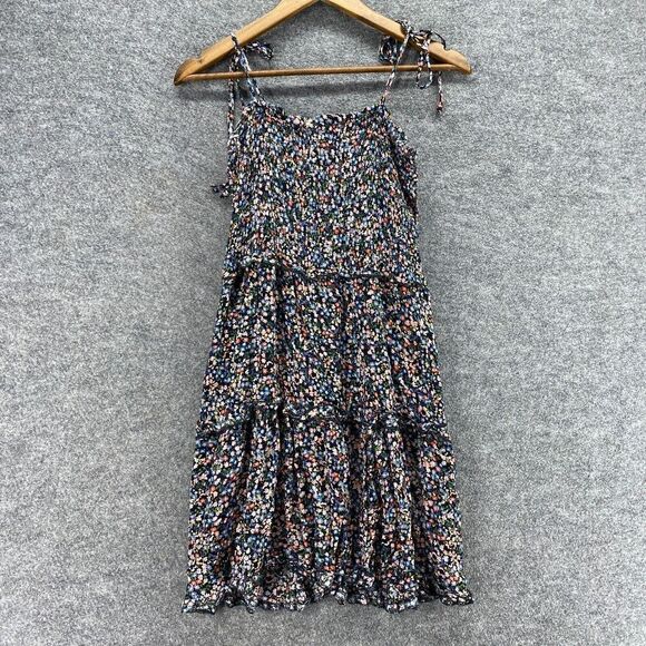 Wild Fable Dress Women XS Black Floral Shift Midi Sleeveless Rayon Square Neck - Picture 1 of 9